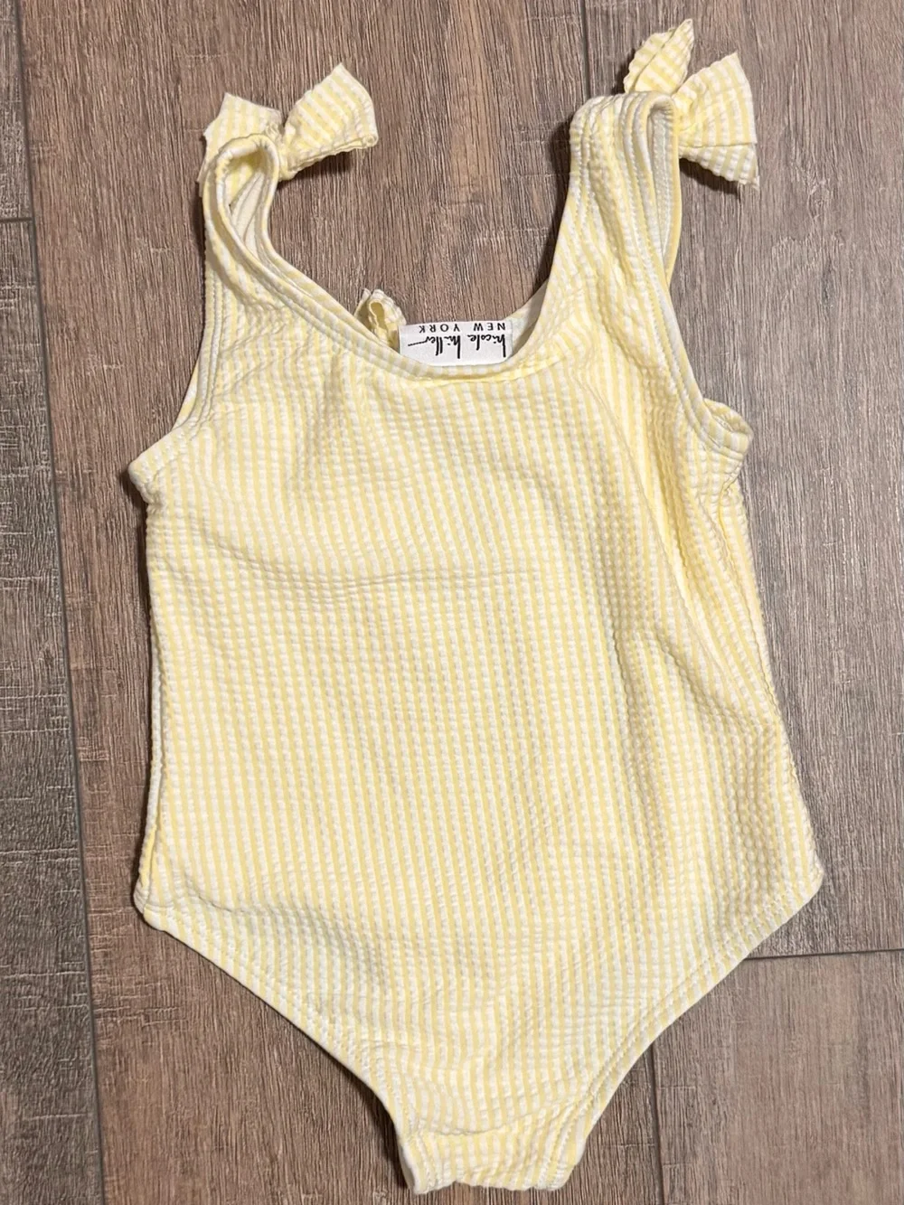 Yellow Jellyfish One-Piece Kids Swim - Cute Pink Applique
